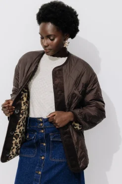 Promod ADELE en moumoute réversible - Imprimé marron Imprimémarron Flash Sale