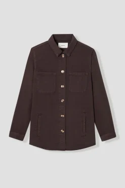 Promod ALMA veste surchemise en toile - Chocolat New