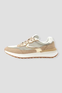Promod Baskets effet métal Femme - Sable Discount