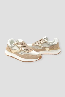 Promod Baskets effet métal Femme - Sable Discount