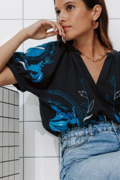 Promod Blouse brodée en coton Femme - Marine Store
