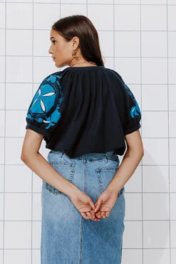 Promod Blouse brodée en coton Femme - Marine Store