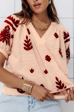 Promod Blouse brodée en coton Femme - Beige New