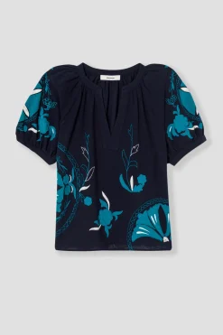 Promod Blouse brodée en coton Femme - Marine Store