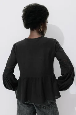 Promod Blouse brodée et perlée Femme - Noir Hot