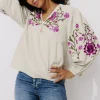 Promod Blouse brodée Femme - Gris clair Grisclair Cheap