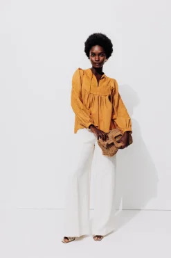 Promod Blouse brodée Femme - Ocre Sale