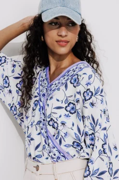 Promod Blouse cache-cœur imprimée - Imprimé écru Impriméécru Shop