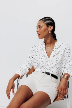 Promod Blouse droite à pois Femme - Imprimé écru Impriméécru Store