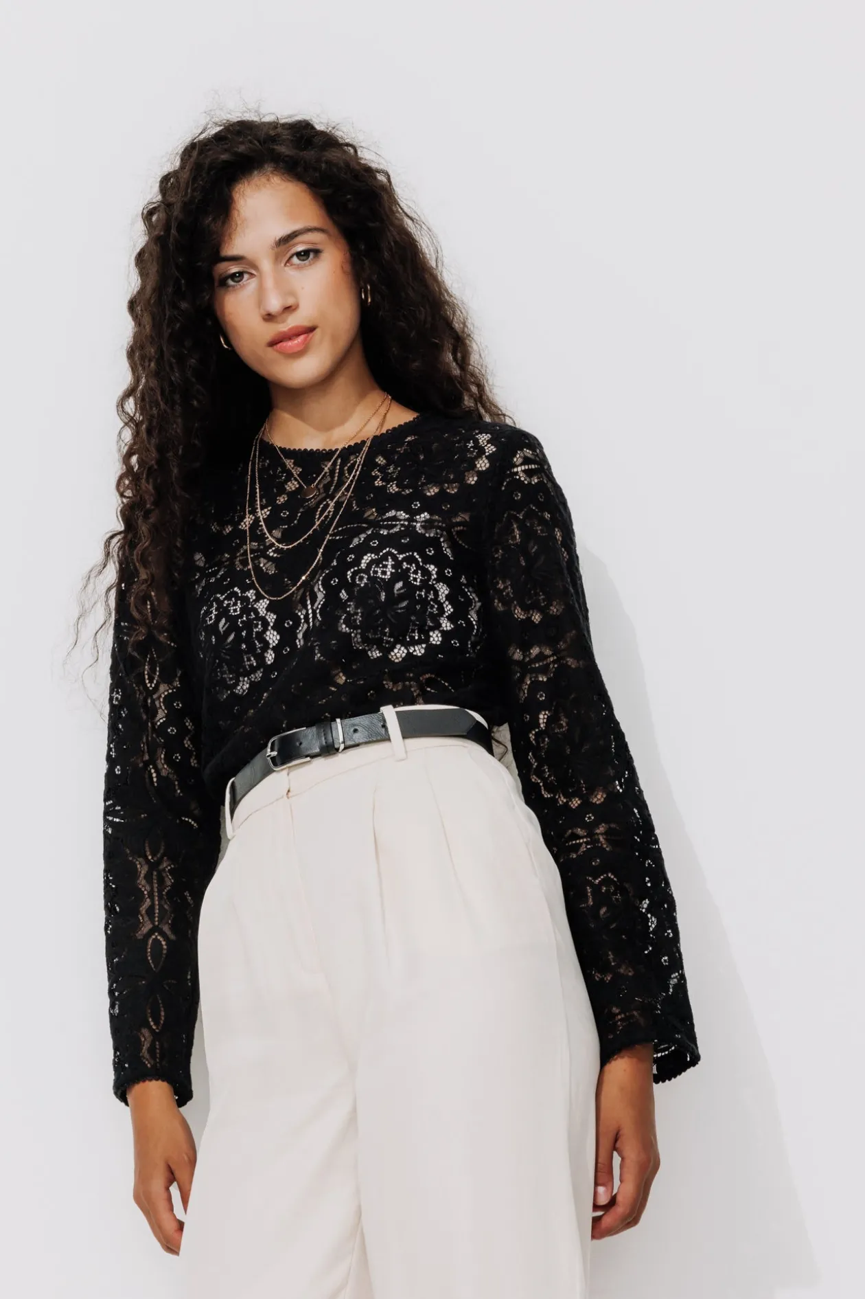 Promod Blouse en dentelle Femme - Noir Hot