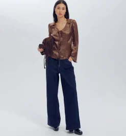 Promod Blouse en satin uni Femme - Marron moyen Marronmoyen Cheap