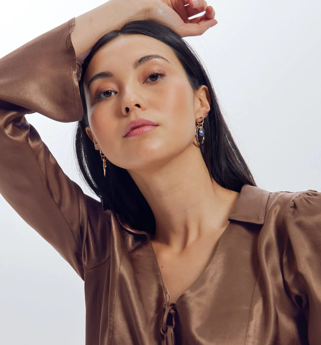 Promod Blouse en satin uni Femme - Marron moyen Marronmoyen Cheap