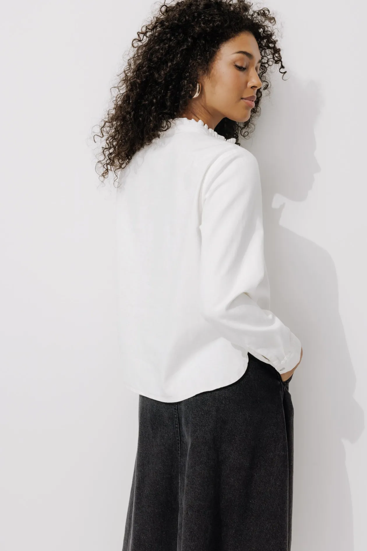 Promod Blouse en toile col frou-frou - Blanc Flash Sale