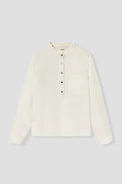 Promod Blouse en toile col frou-frou - Blanc Flash Sale
