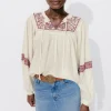 Promod Blouse folk brodée Femme - Imprimé écru Impriméécru Outlet