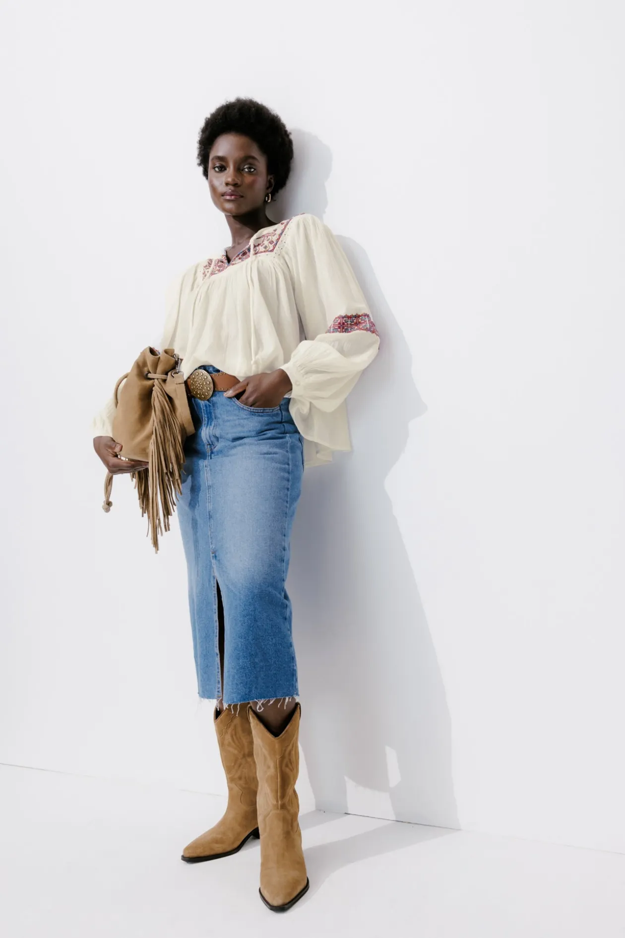 Promod Blouse folk brodée Femme - Imprimé écru Impriméécru Outlet