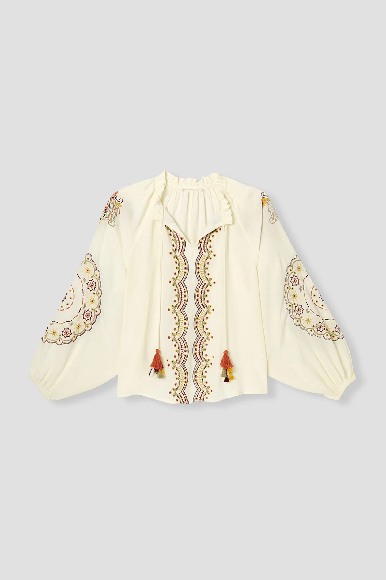 Promod Blouse folk brodée Femme - Ecru Hot