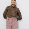 Promod Blouse frou-frou à carreaux - Carreaux camel Carreauxcamel Best Sale
