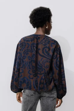 Promod Blouse imprimée oversize Femme - Imprimé marron Imprimémarron Flash Sale