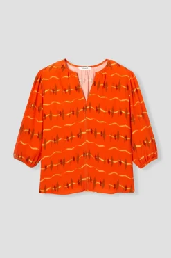 Promod Blouse manches 3/4 Femme - Imprimé rouge Imprimérouge Shop