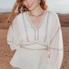 Promod Blouse perlée Femme - Ecru Sale