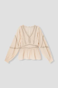 Promod Blouse perlée Femme - Ecru Sale