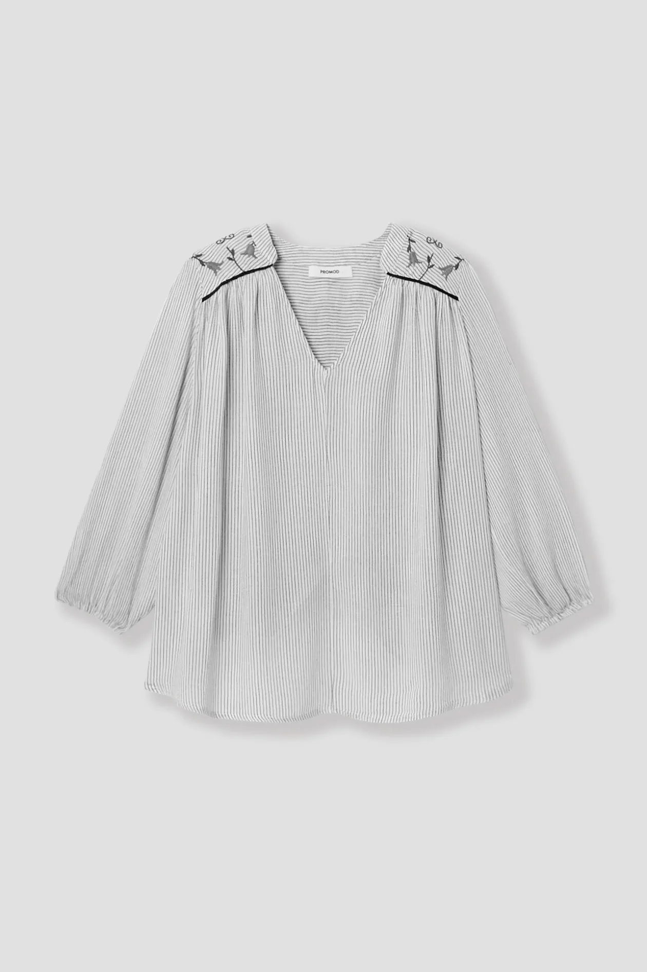 Promod Blouse rayée brodée Femme - Rayé écru Rayéécru Hot