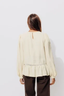 Promod Blouse romantique brodée Femme - Ecru Discount