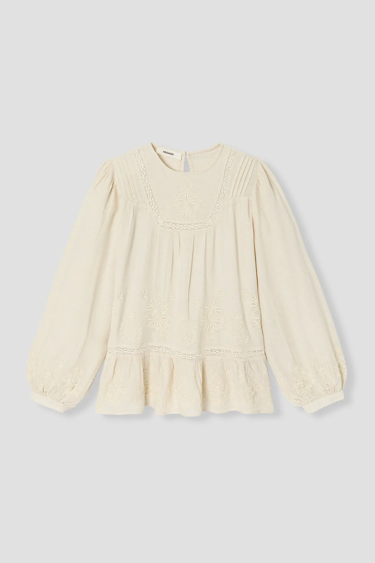 Promod Blouse romantique brodée Femme - Ecru Discount