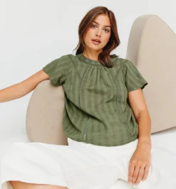 Promod Blouse romantique Femme - Kaki New