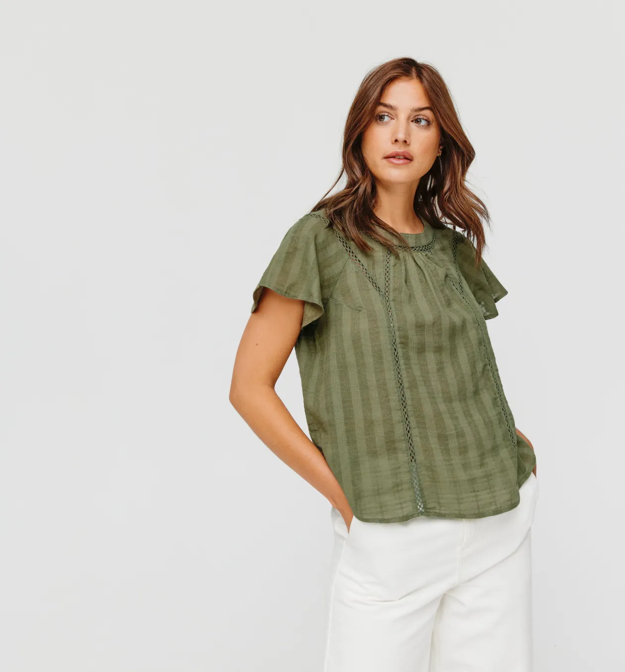 Promod Blouse romantique Femme - Kaki New