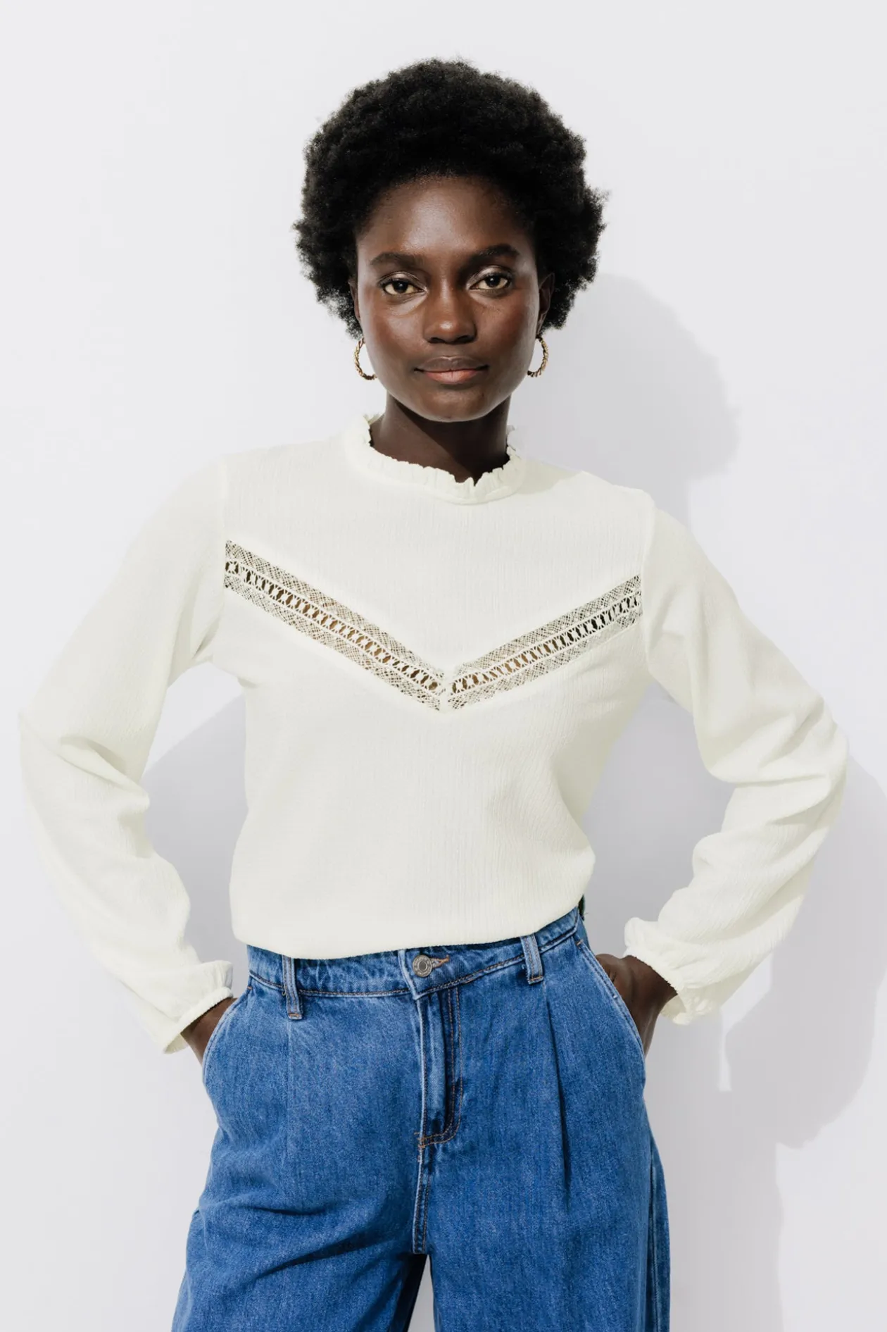 Promod Blouse romantique Femme - Ecru Clearance