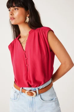 Promod Blouse sans manches Femme - Framboise Best Sale