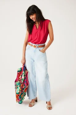 Promod Blouse sans manches Femme - Framboise Best Sale