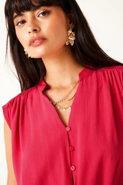 Promod Blouse sans manches Femme - Framboise Best Sale