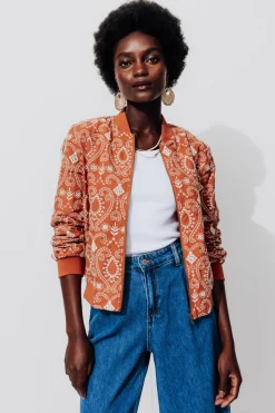 Promod Blouson bomber brodé - Terre de sienne Terredesienne Flash Sale