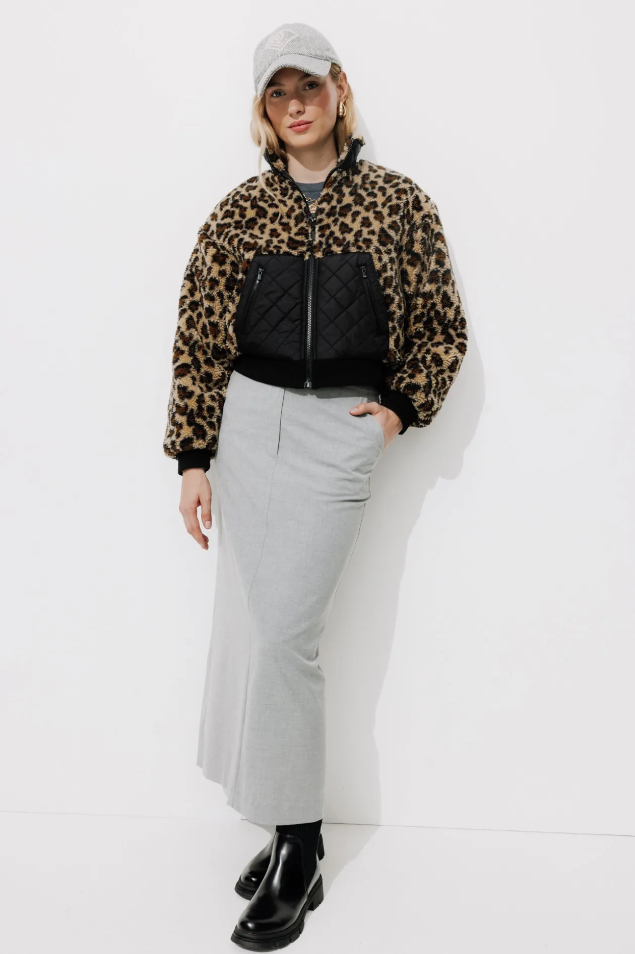 Promod Blouson court en moumoute - Imprimé multicolore Imprimémulticolore Online