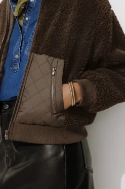 Promod Blouson court en moumoute - Marron Fashion