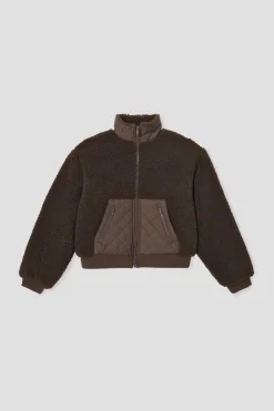 Promod Blouson court en moumoute - Marron Fashion