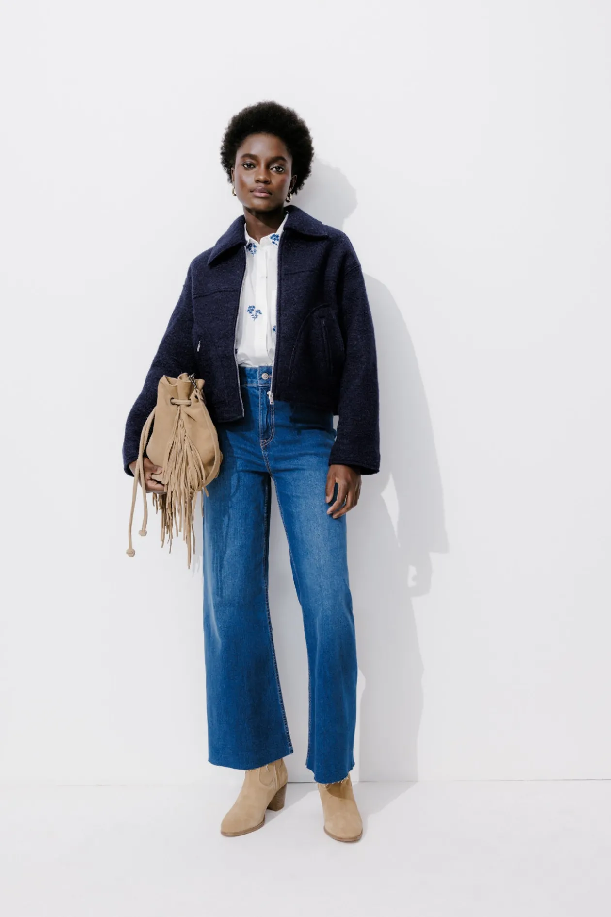 Promod Blouson court zippé Femme - Marine Online