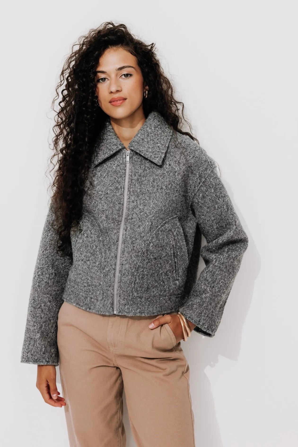 Promod Blouson court zippé Femme - Gris Best Sale