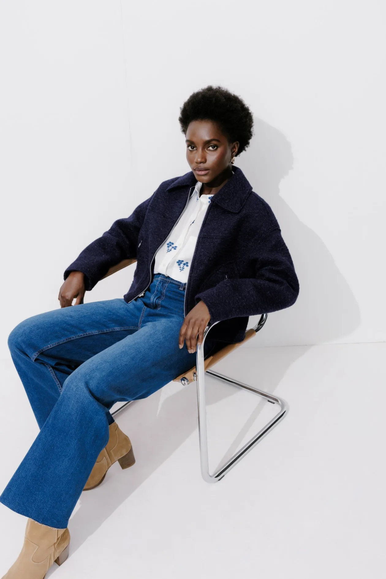 Promod Blouson court zippé Femme - Marine Online