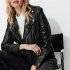 Promod Blouson en cuir Femme - Noir Cheap