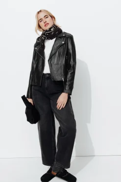 Promod Blouson en cuir Femme - Noir Cheap
