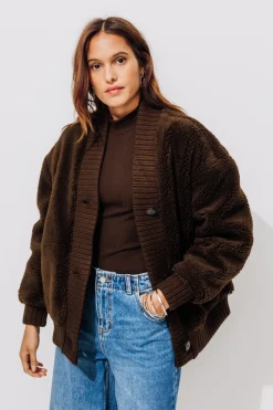 Promod Blouson en moumoute Femme - Camel Fashion