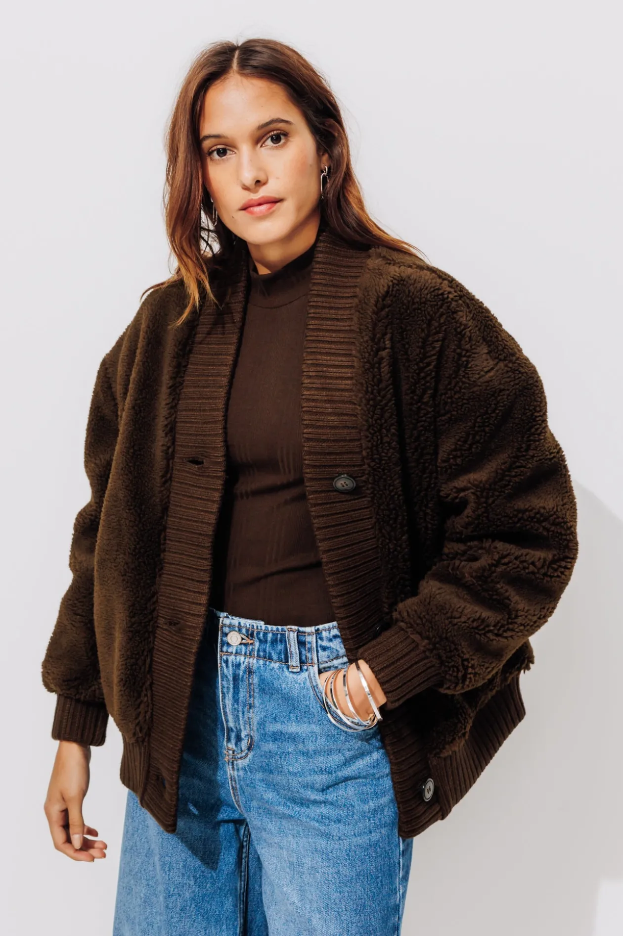 Promod Blouson en moumoute Femme - Camel Fashion