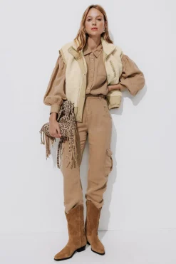 Promod Blouson en moumoute Femme - Beige Store
