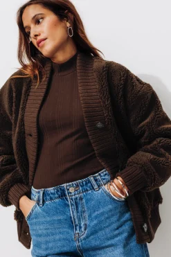 Promod Blouson en moumoute Femme - Camel Fashion