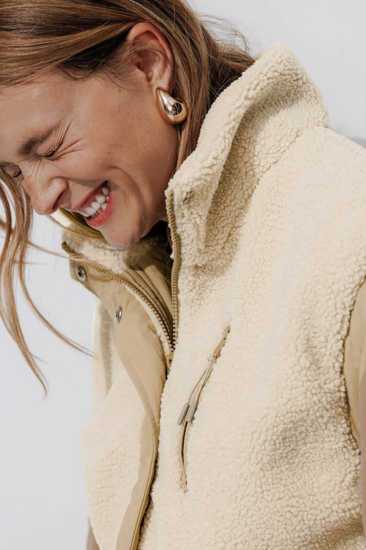 Promod Blouson en moumoute Femme - Beige Store