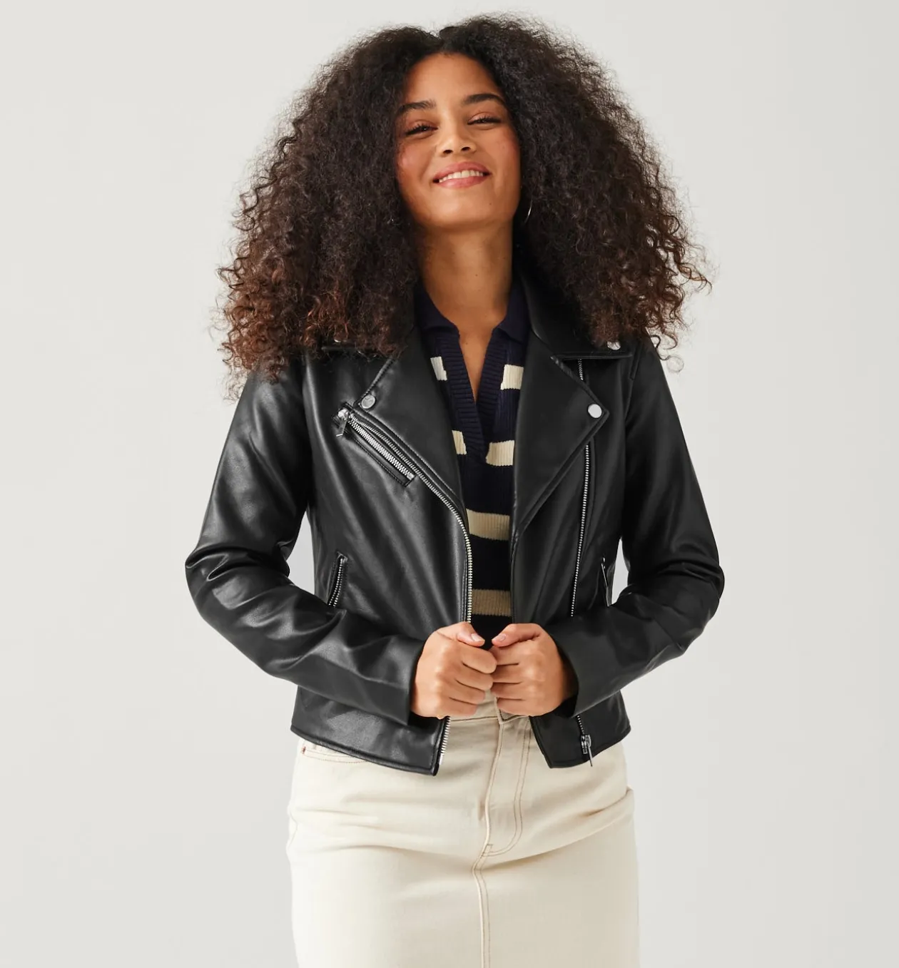 Promod Blouson en simili cuir Femme - Noir Flash Sale